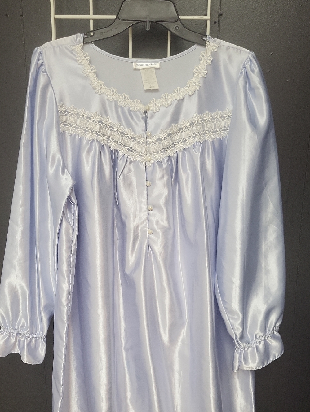 Vtg. Fundamentals Lace Embellished Lavender Fields Nightgown, Size Large